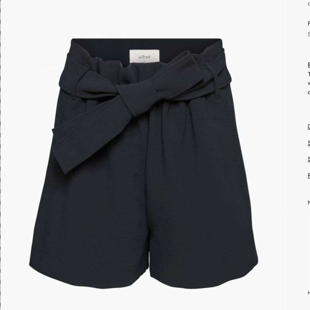 Wilfred Aritzia - Black Paperbag Short High-Waisted